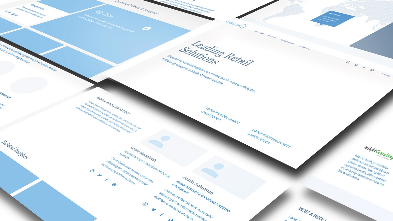 Smollan wireframes and prototypes