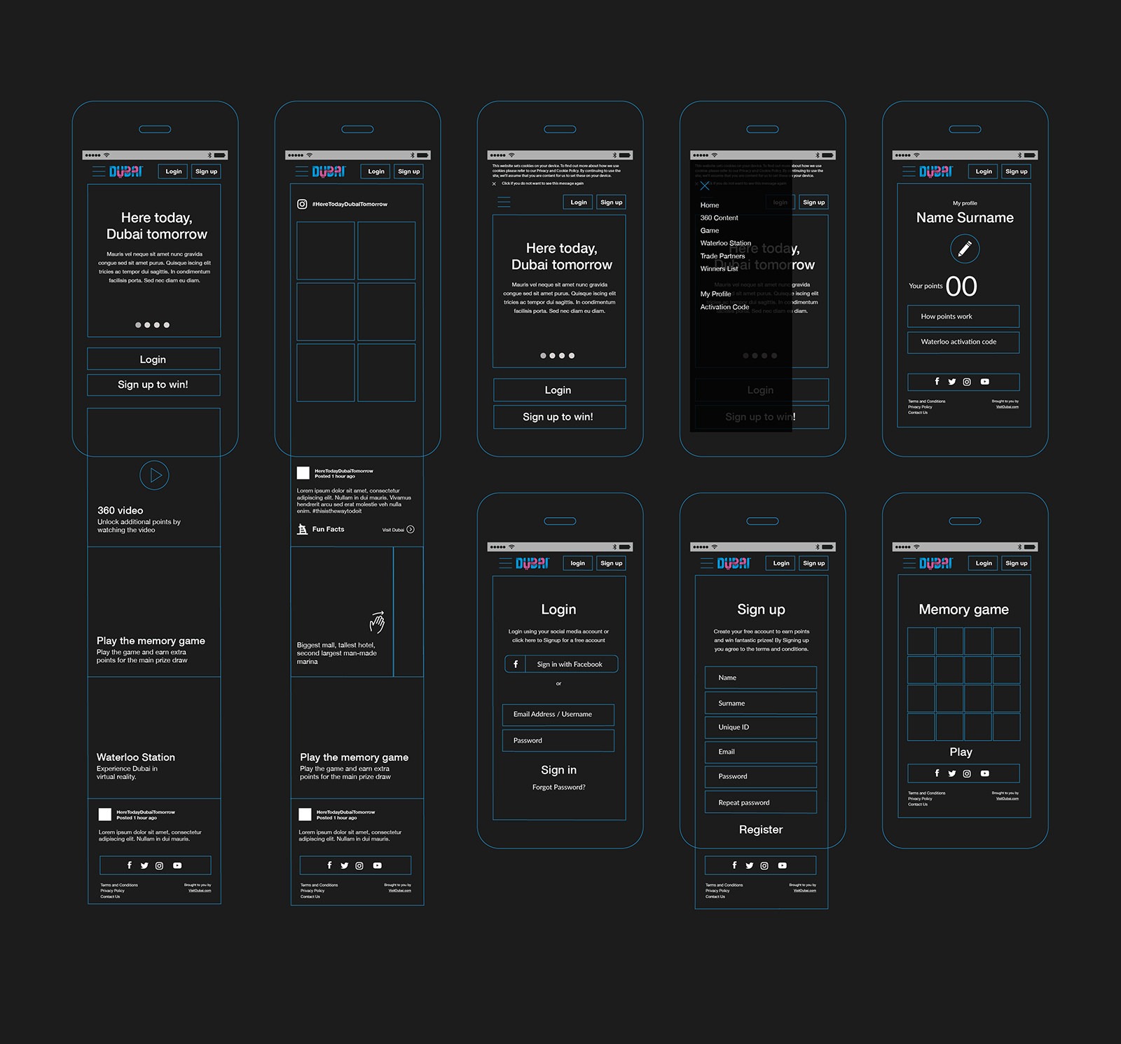 Visit Dubai - campaign wireframes