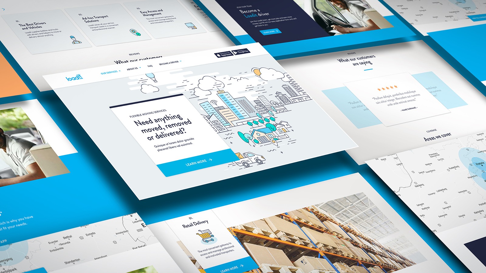 Loadit web app website UI designs