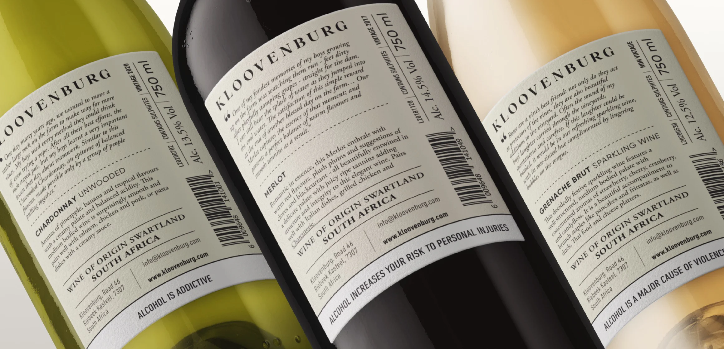 Kloovenberg bottle back labels