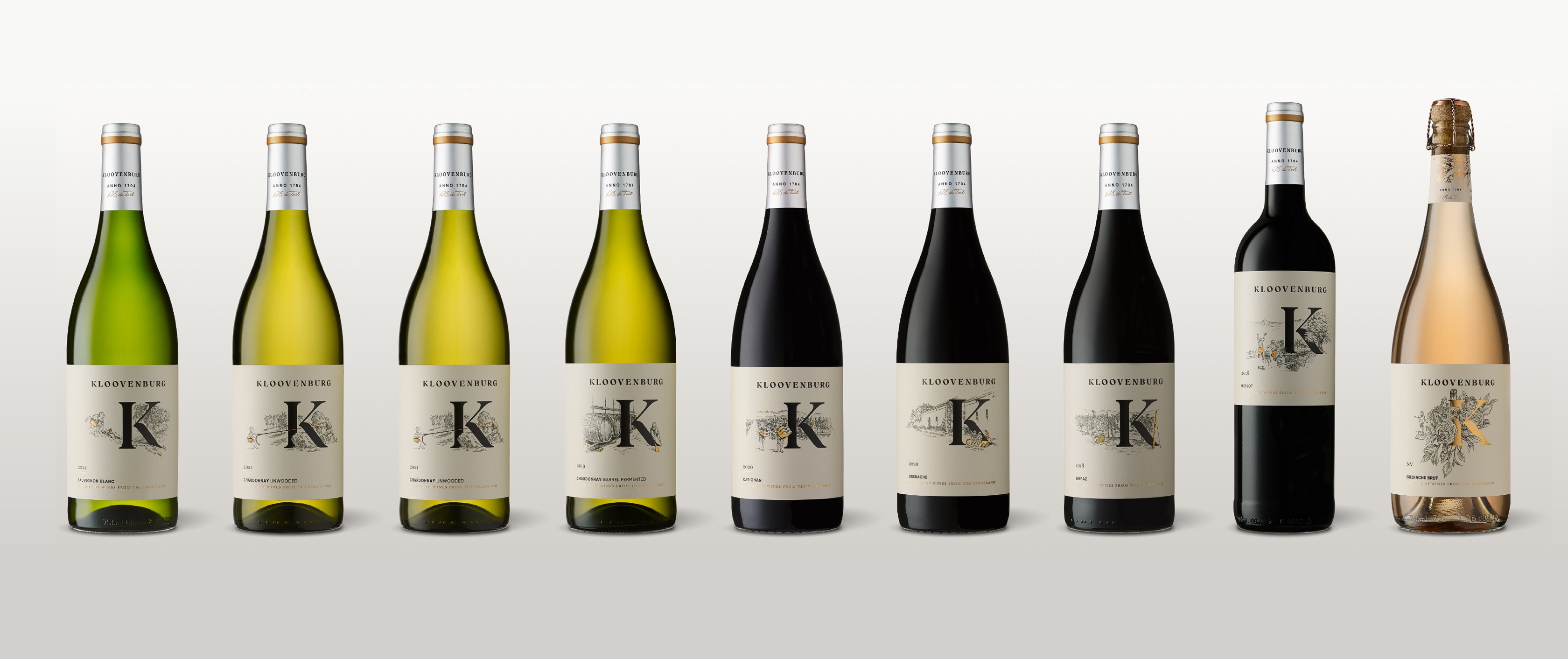 The full Kloovenburg range of wines