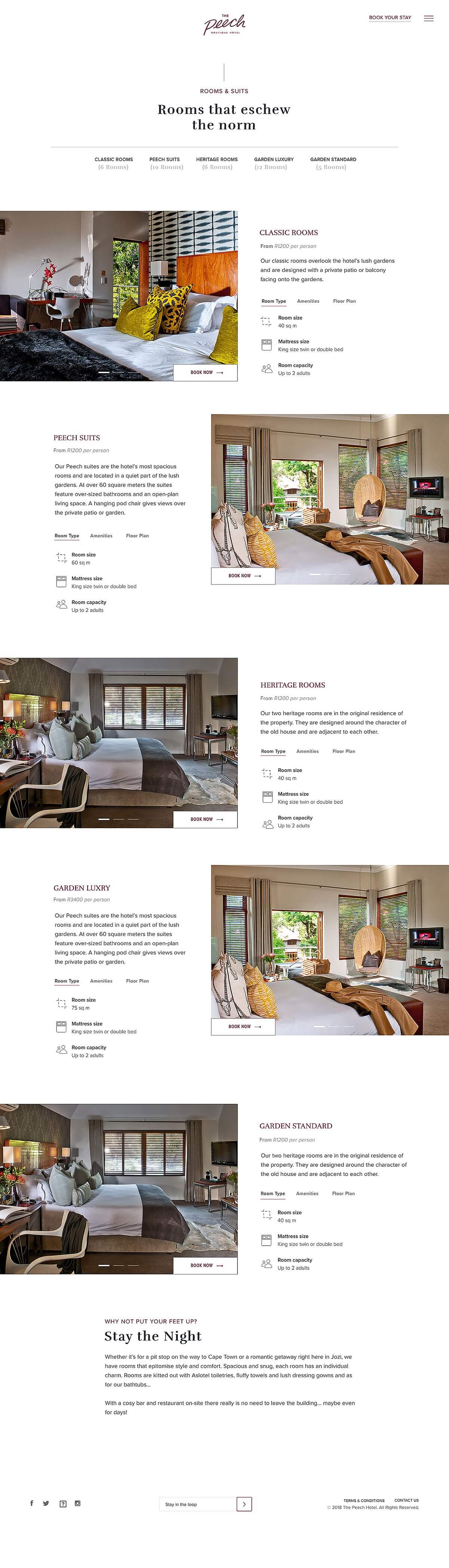 The Peech hotel booking website UI design