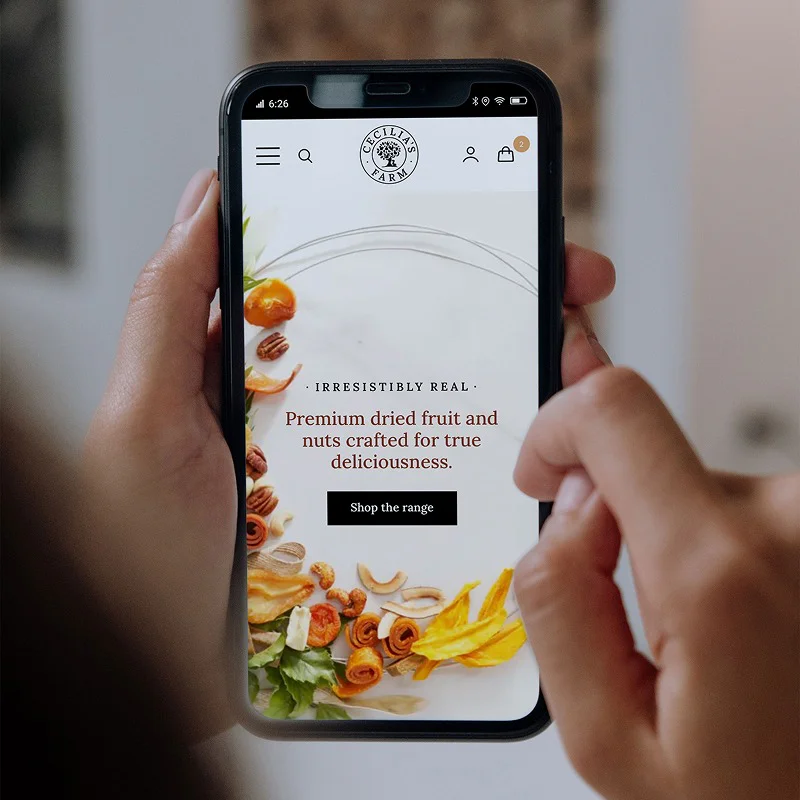 Mobile view of Cecilia’s Farm e-commerce website designed by Simplr
