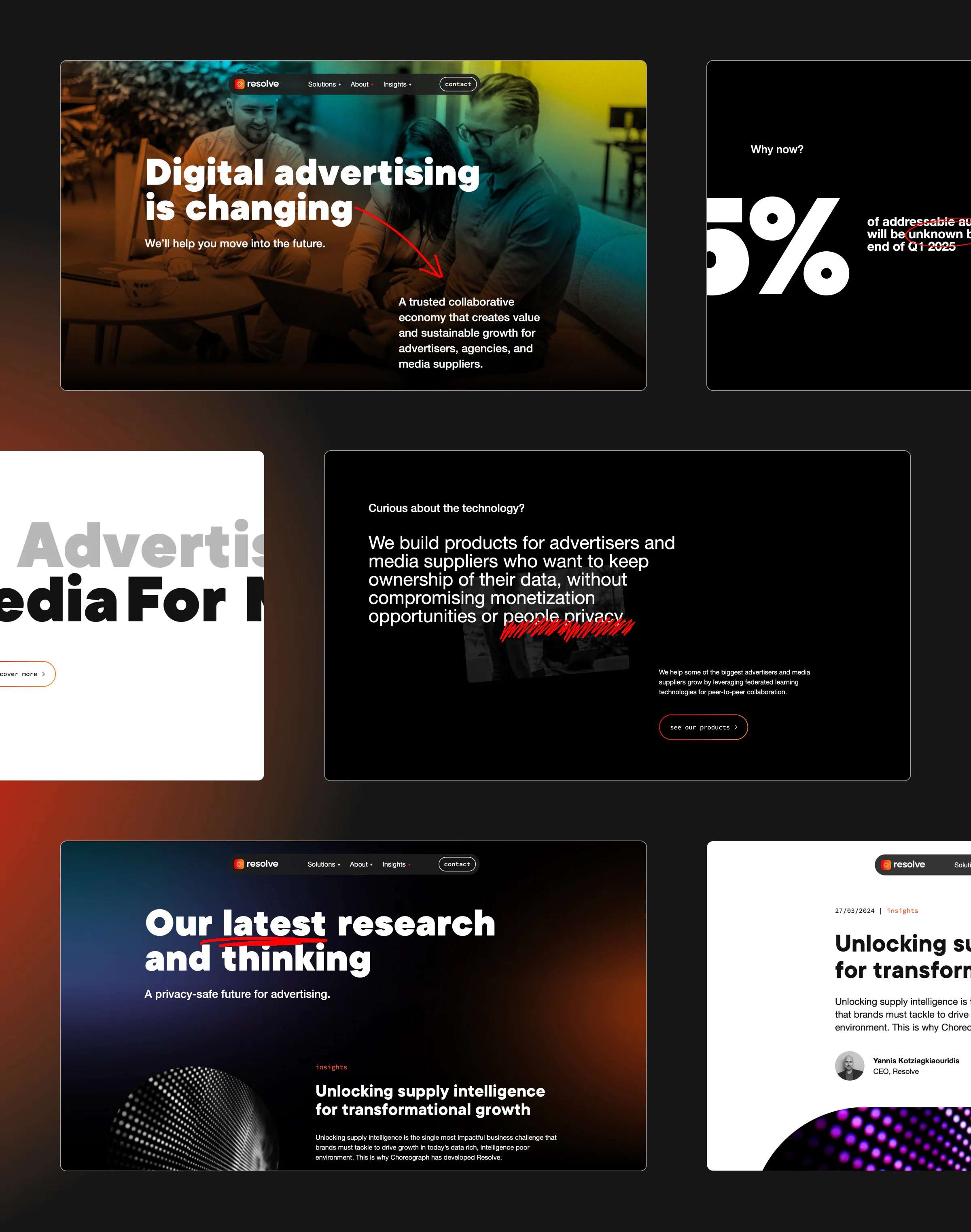 Resolve website screens