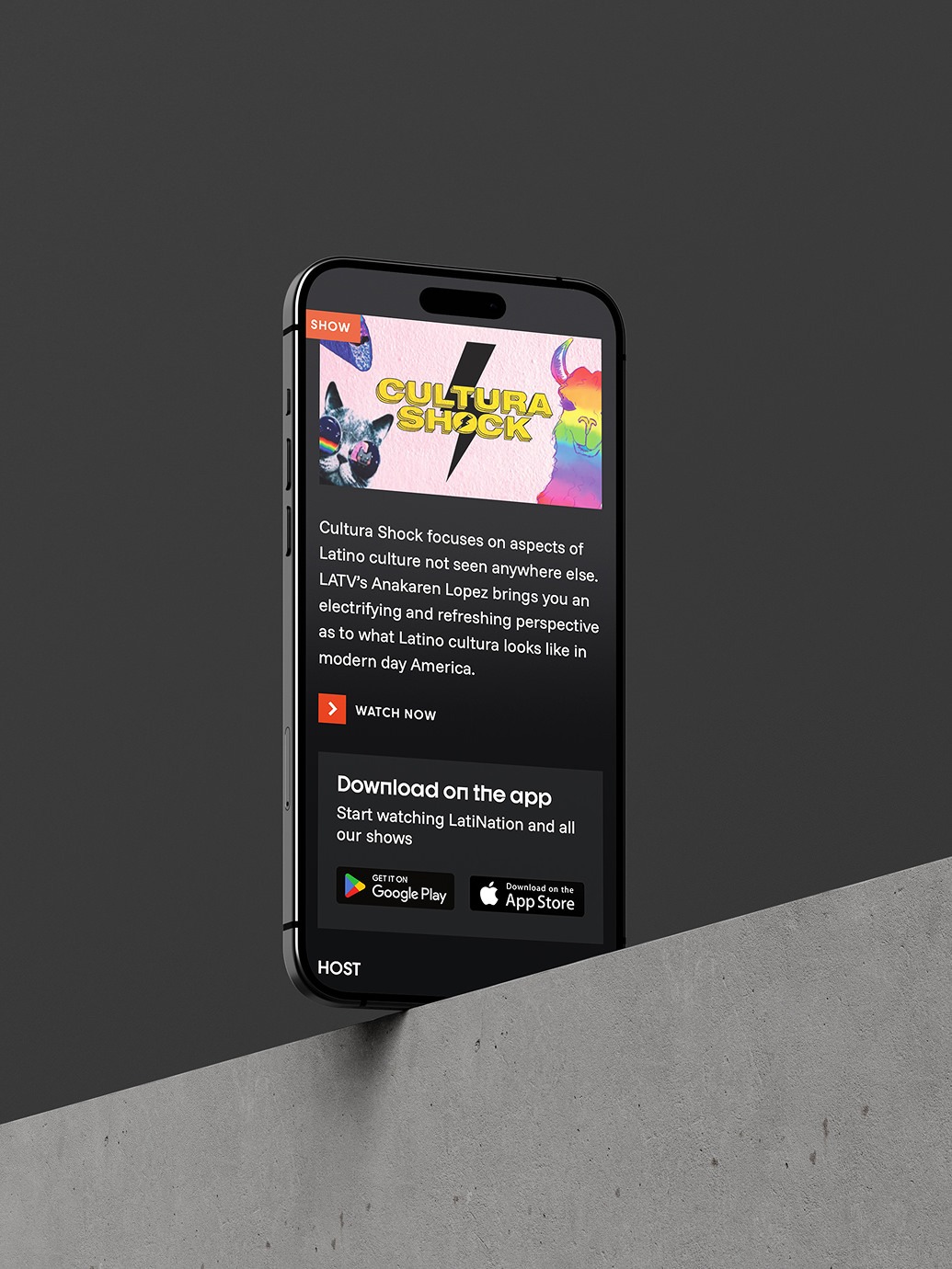 LatiNation mobile screen featuring Cultura Shock section