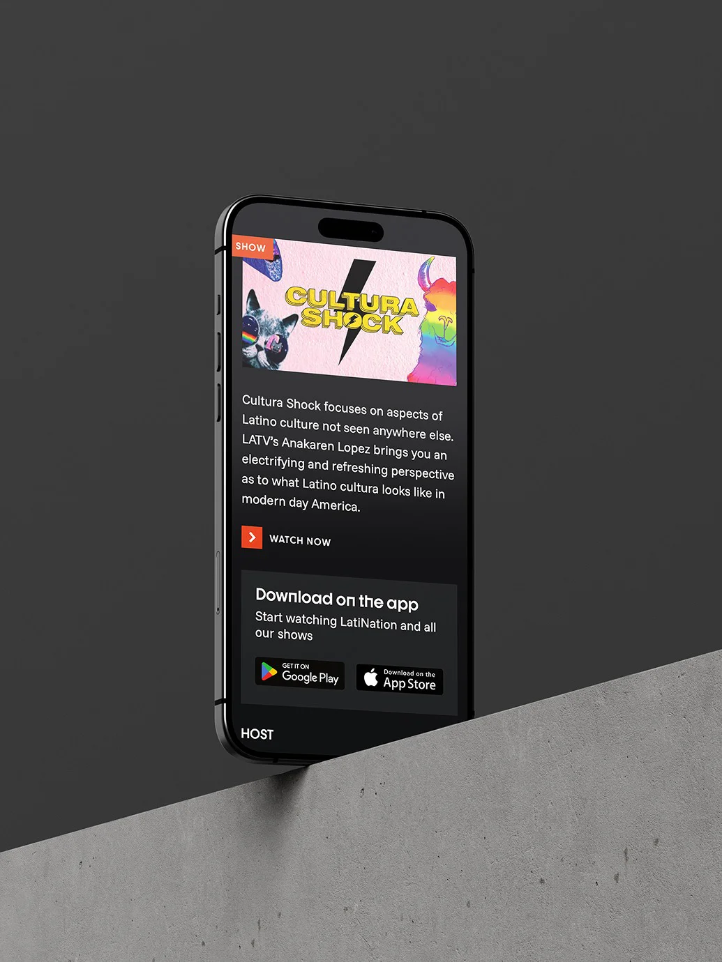 LatiNation mobile screen featuring Cultura Shock section